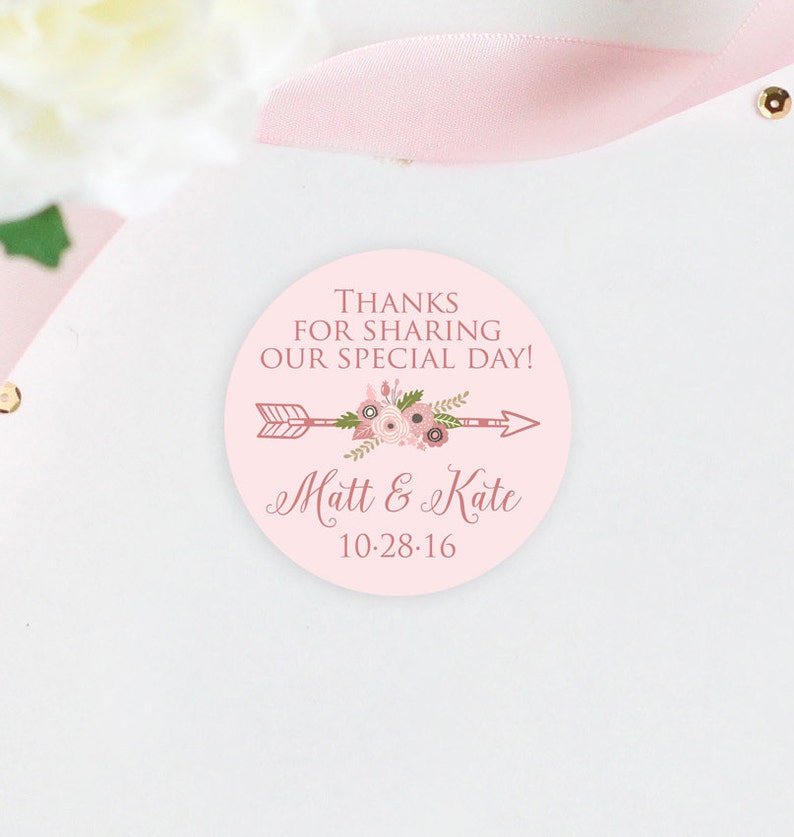 Modern Personalized 2 Inch Wedding Favor Stickers, Custom Wedding Favor Labels, Stickers For Favors image 1