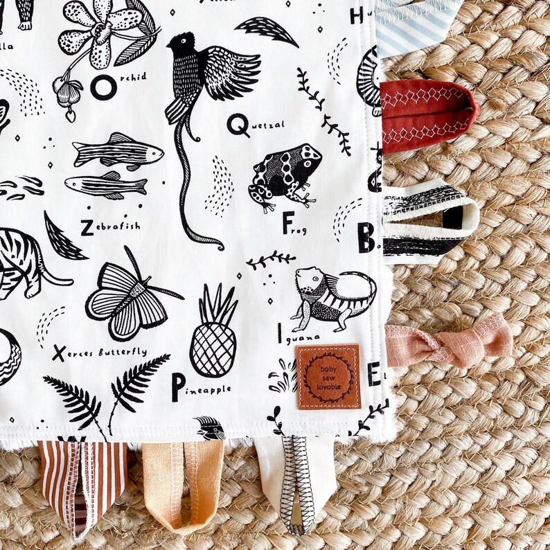 Alphabet Baby Blanket Tag Blanket Baby Toy Ribbon Blanket Etsy