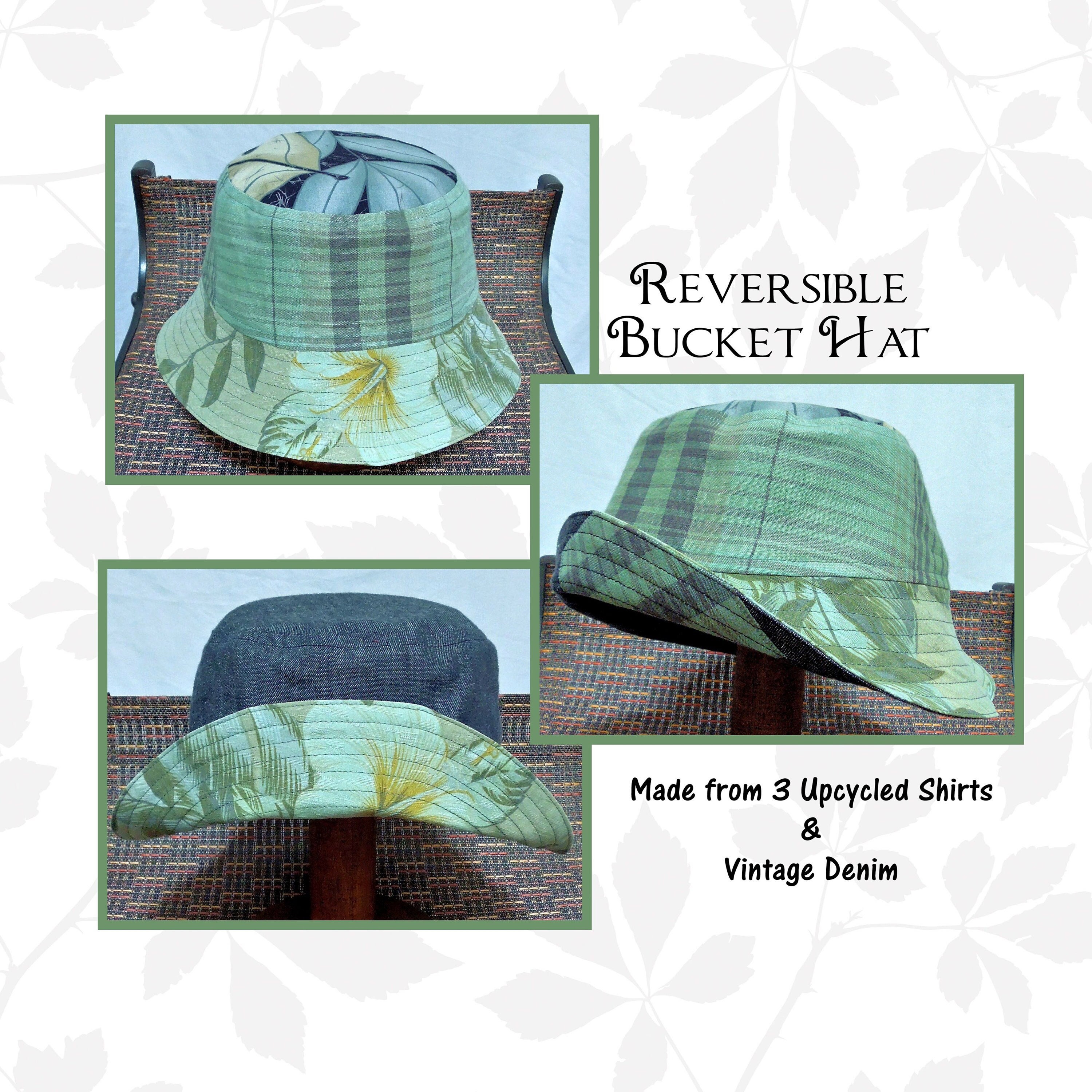 Reversible Bucket Hat: Upcycled Hawaiian Floral & Vintage  display picture 1