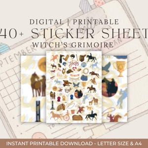 Equine Digital Sticker Pack 40+ PNG & Printable PDF Stickers for GoodNotes, iPad Planners, Bullet Journals, Dressage, Western Riding