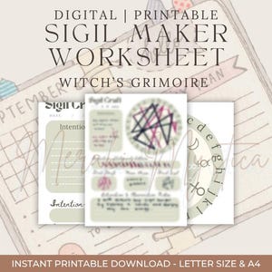 Printable Sigil Craft Worksheet – Witchy Grimoire Page for Custom Sigil Creation | Digital Spellcraft Template, Book of Shadows PDF