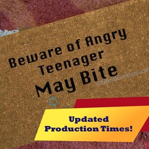 Beware of Angry Teenager Custom Handbemalte Lustige Willkommen Fußmatte von Killer Fußmatten