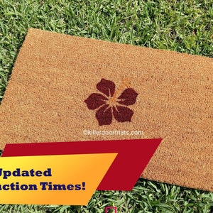 Hibiscus Cute Mini Mat Custom Hand Painted Welcome Door Mat by Killer Doormats