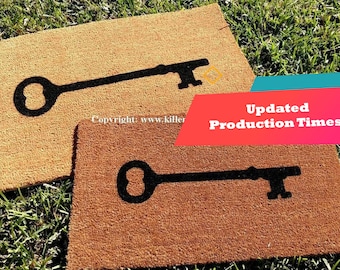 It&#39;s Just a Simple Key Custom Hand Painted Welcome Door Mat by Killer Doormats, with or without a border