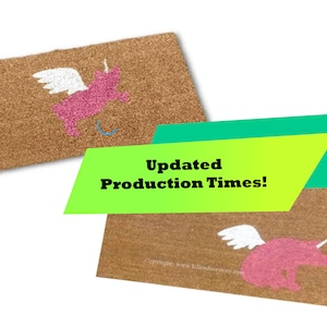 Flying Unipig Custom Cute Pig with Wings Hand Painted Welcome Door Mat by Killer Doormats, Now with Two Versions