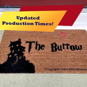 The Burrow House Silhouette Custom Hand Painted Fandom Welcome Door Mat by Killer Doormats