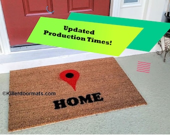 Maps Home Locator Custom Hand Painted Welcome Door Mat by Killer Doormats