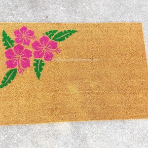 Tropical Hibiscus Flower Print Door Mat