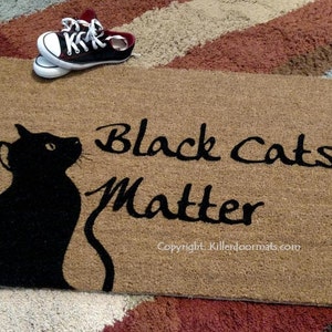 Black Cats Matter Custom Cute Hand Painted Welcome Door Mat by Killer ...