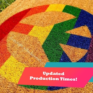 New! Rainbow Peace Sign Custom Handpainted Welcome Doormat