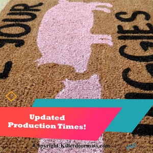 Wipe Your Piggies Custom Cute Pig Handpainted Welcome Doormat by Killer Doormats