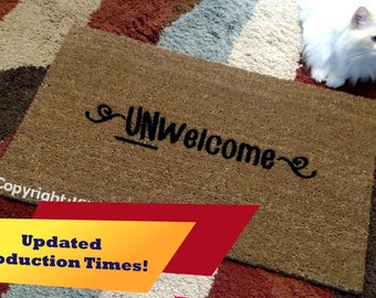 UnWelcome Custom Handpainted Funny Rude Welcome Doormat by Killer Doormats