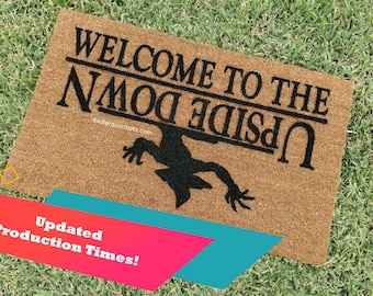 Stranger Fandom Welcome to the Upside Down Custom Hand Painted Welcome Door Mat by Killer Doormats