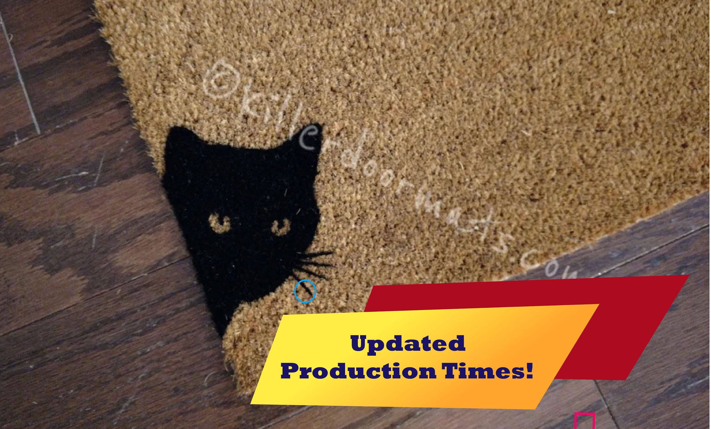New Price! Peeking Black Cat Cute Mat Custom Hand Painted Welcome Door Mat by Killer Doormats Now in Standard Sizes!