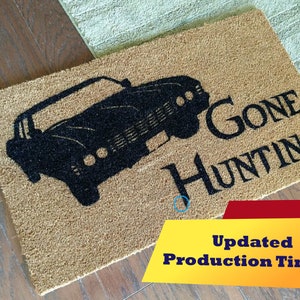 Gone Hunting with Classic Car Handpainted Fandom Welcome Doormat by Killer Doormats