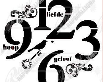 Stencil 200 Clock Face Large Numbers Digital Download