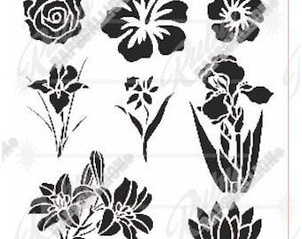 Stencil 198 Various Flowers Digital Download
