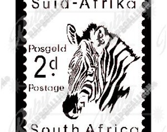 Stencil 259 Antique SA Stamp Zebra Design Digital Download