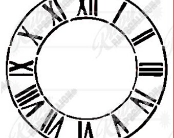 Stencil 117 Clock Face Hand Drawn digital download