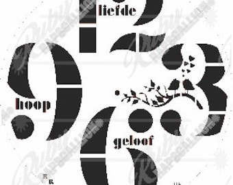 Stencil 116 Clock Face with Giant Numbers digital download