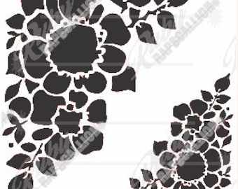 Stencil 192 Corner Floral Design 2 sizes digital download