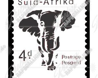 Stencil 257 Antique SA Stamp Elephant Design Digital Download