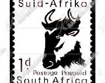 Stencil 261 Antique SA Stamp with Wildebeest Design Digital Download