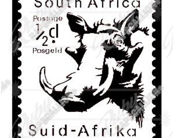 Stencil 262 Antique SA Stamp with Warthog Design Digital Download