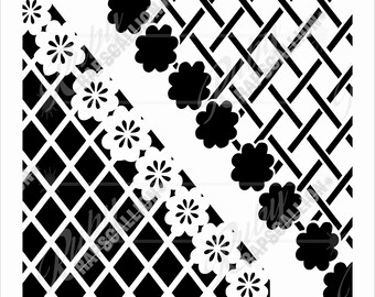 Stencil 163 Floral Corner & Reverse Design digital download
