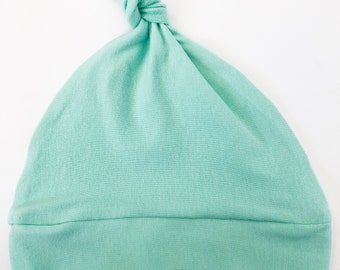 Light Turquoise Knot Newborn Hat