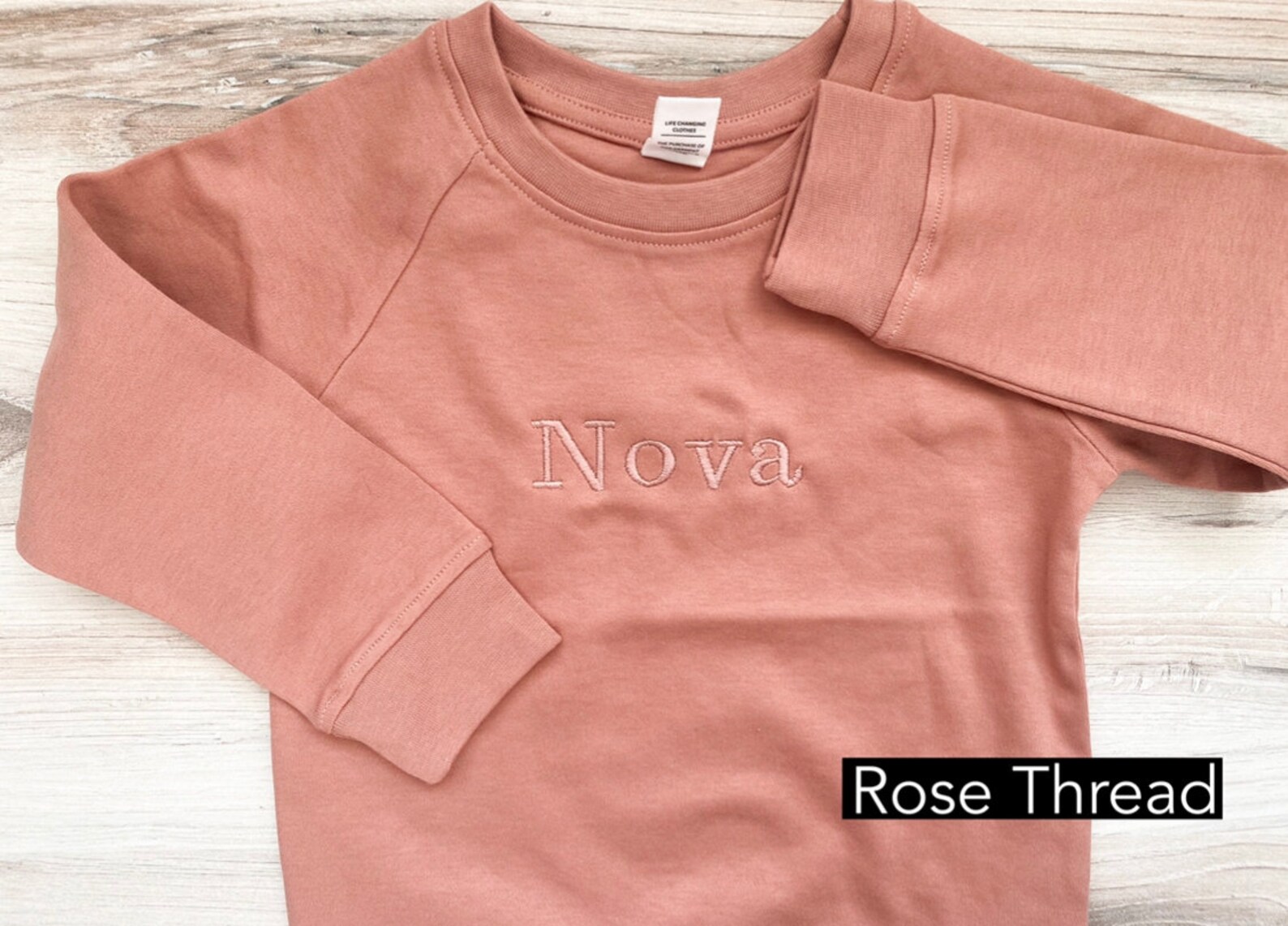 Rose Custom Name Embroidered Crewneck Embroidered Shirt Etsy