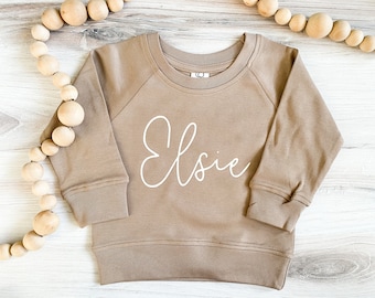 Custom Cursive Name Crewneck - Girls shirt - Organic Shirt - Toddler shirt - Custom Baby Name Shirt