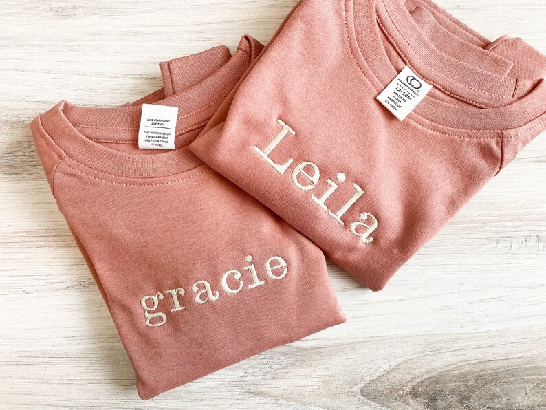 Rose Custom Name Embroidered Crewneck Embroidered Shirt Etsy