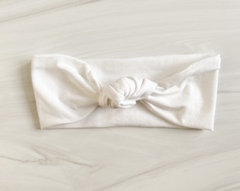 White Top Knot Headband - Knotted Headband - Baby Turban - Baby Gift - Toddler Headband - Macie and Me - Adult Headband