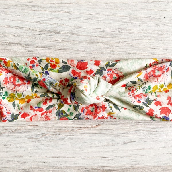 Whimsy Floral Top Knot Headband - Knotted Headband Baby Turban Baby Gift Toddler Headband Headband for nurses