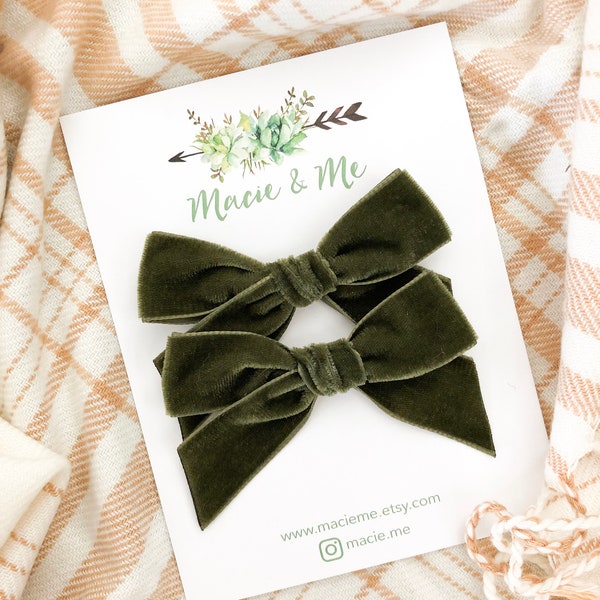 Olive Velvet Bows