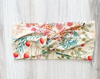 Boho Floral Twist Turban Headband - Twist Headband - Womens Headband - Boho Headwrap - Boho Baby Twist Headband-Baby Gift-Boho Girl Headband