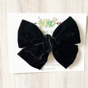 Black velvet bow - oversized bow - fall color bow - girls bow - school bow