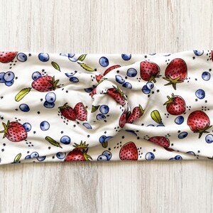 Blueberry strawberry Headband - Women’s Headband - Yoga Headband - Soft Women’s Headband-Nurse Headband-Baby Headband - Girls Headband