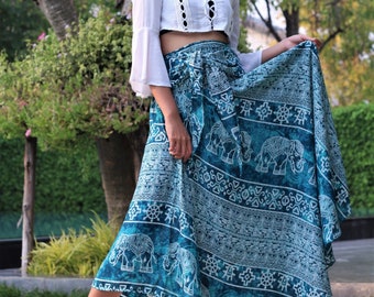 Women Long Maxi Skirts Beach Hippie Bohemian Blue Tie-dye - Etsy