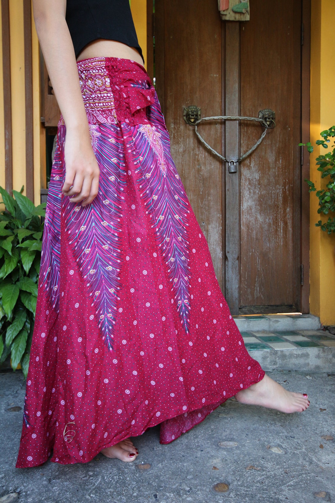 Peacock Feather Bohemian Skirt Gypsy Skirt Hippie Style Bloom Etsy