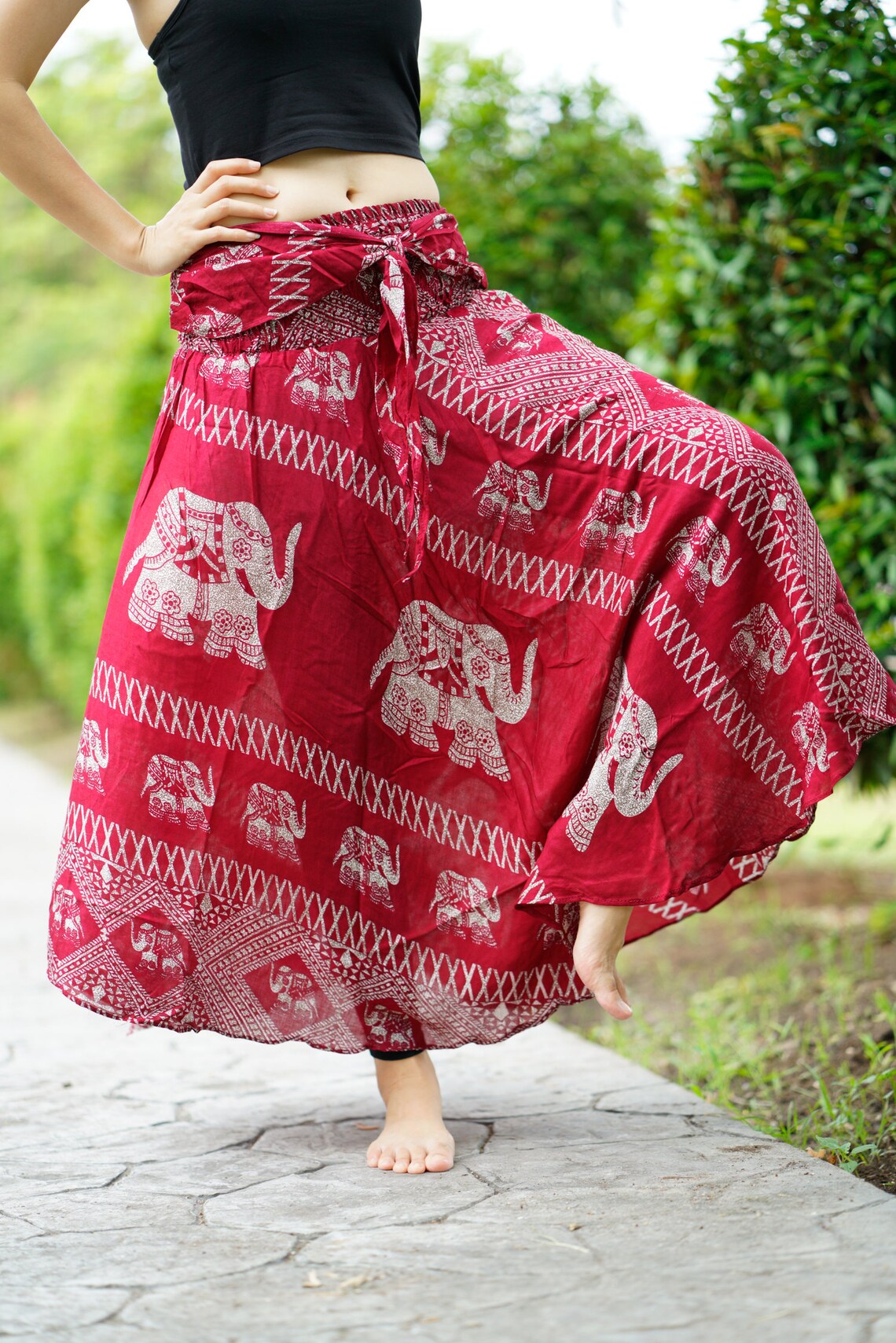 XL2XL Plus Size Boho Skirt Gypsy Hippie Clothing Elephant Red Etsy