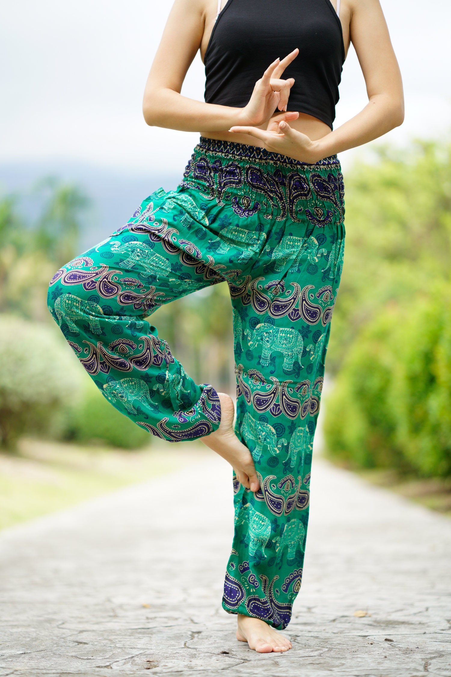 red hippie pants