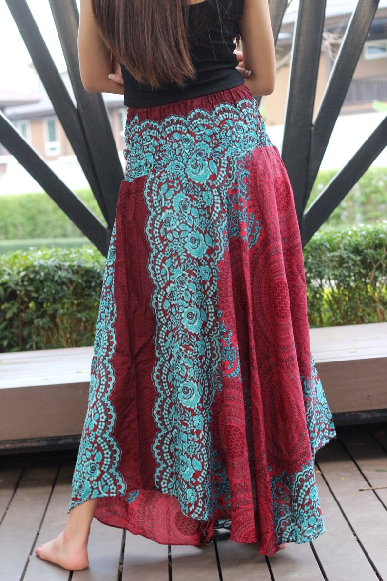 Hippie Maxi Skirt Hippie Long Skirts Gypsy Skirt Blue Rose Etsy