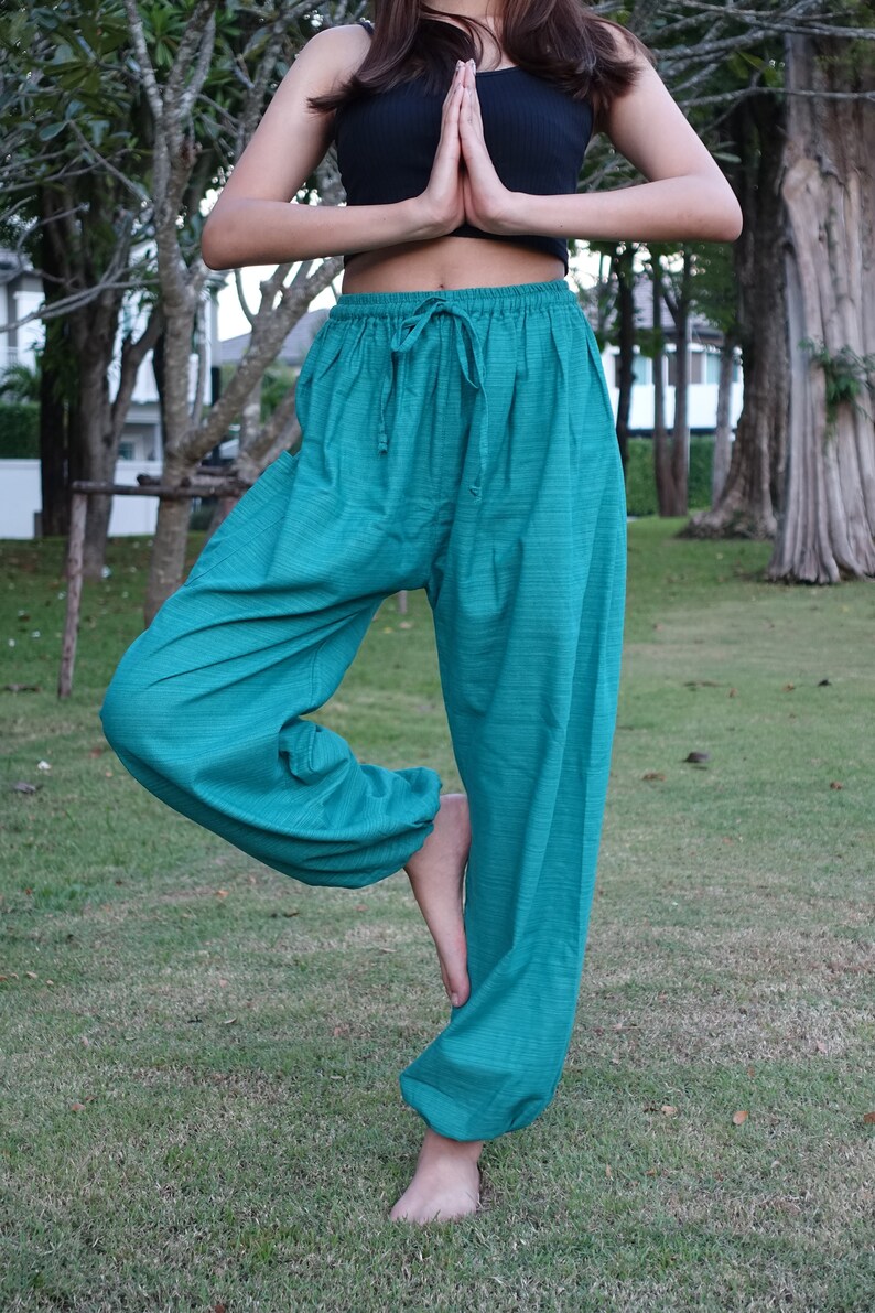 XL-2XL Plus Size Boho Pants Hippie Clothing Loungewear Pajamas Baggy Style Green Tribal Cotton TC