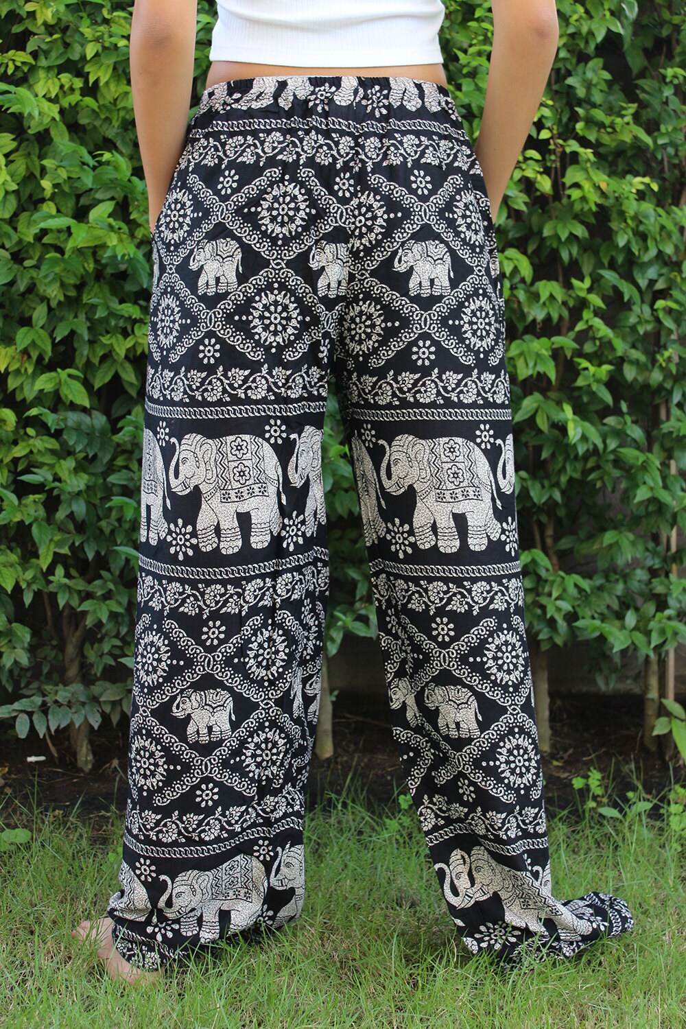 Nuofengkudu Women's Split Wide Leg Yoga Pants Boho Patterned Hippie Baggy Trousers 