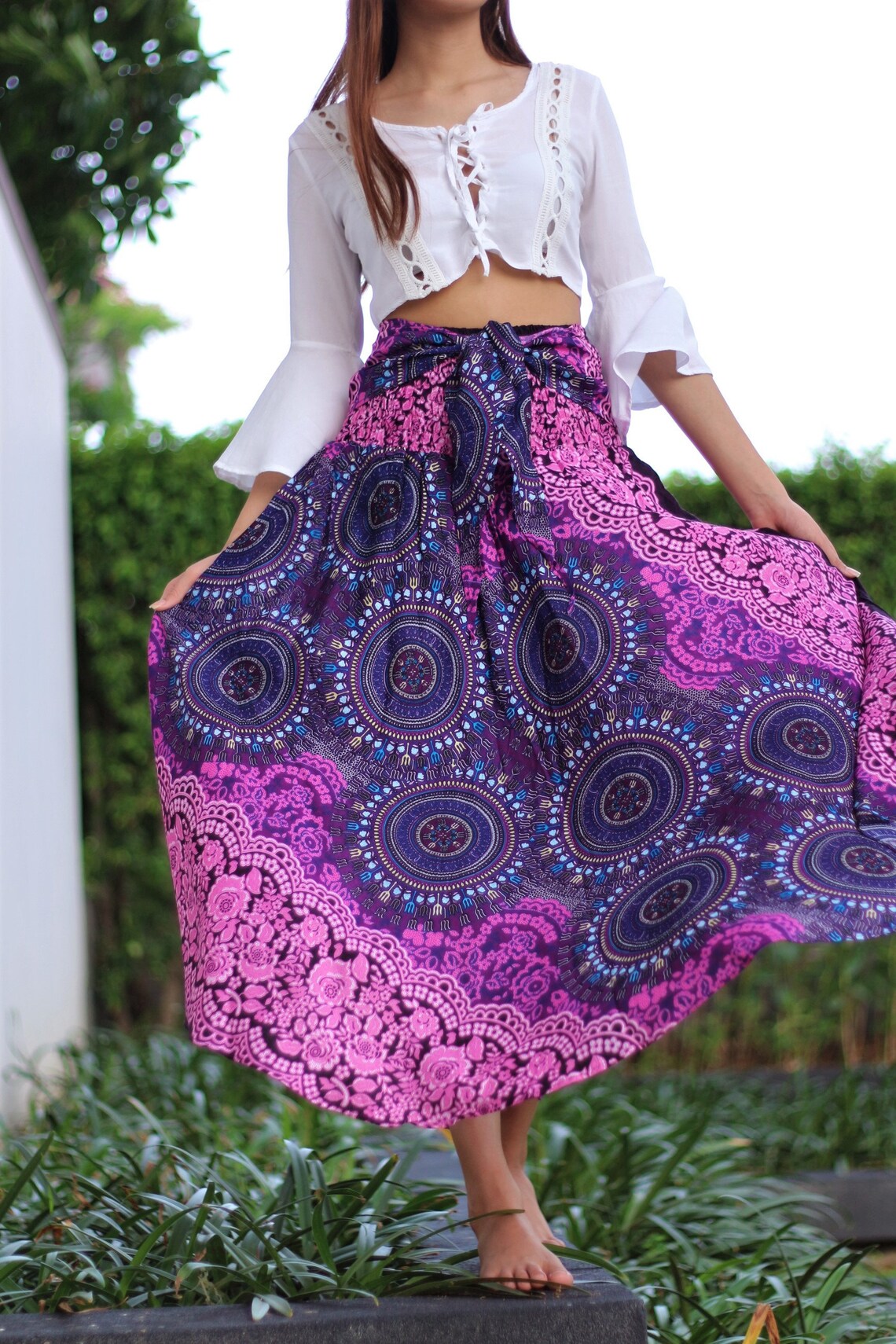 XL2XL Plus Size Bohemian Skirt Flared Skirt Women Long Skirt Etsy
