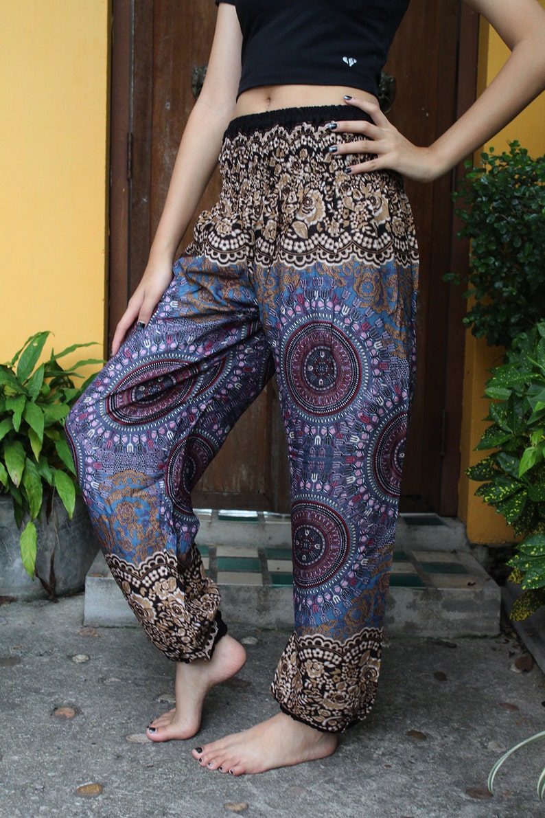 Hippie Pants Boho Pants Yoga Clothing Boho Rose Grey Etsy