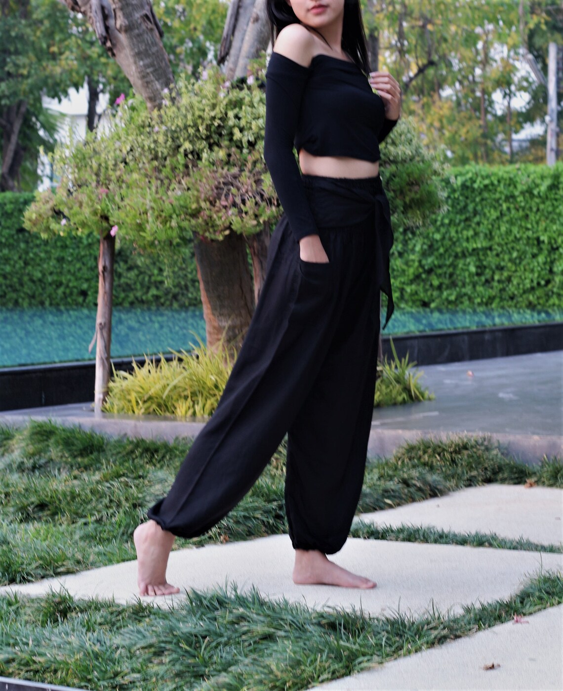 Plus Size Black Baggy Pants Harem Pants Womens Yoga Pants with Etsy