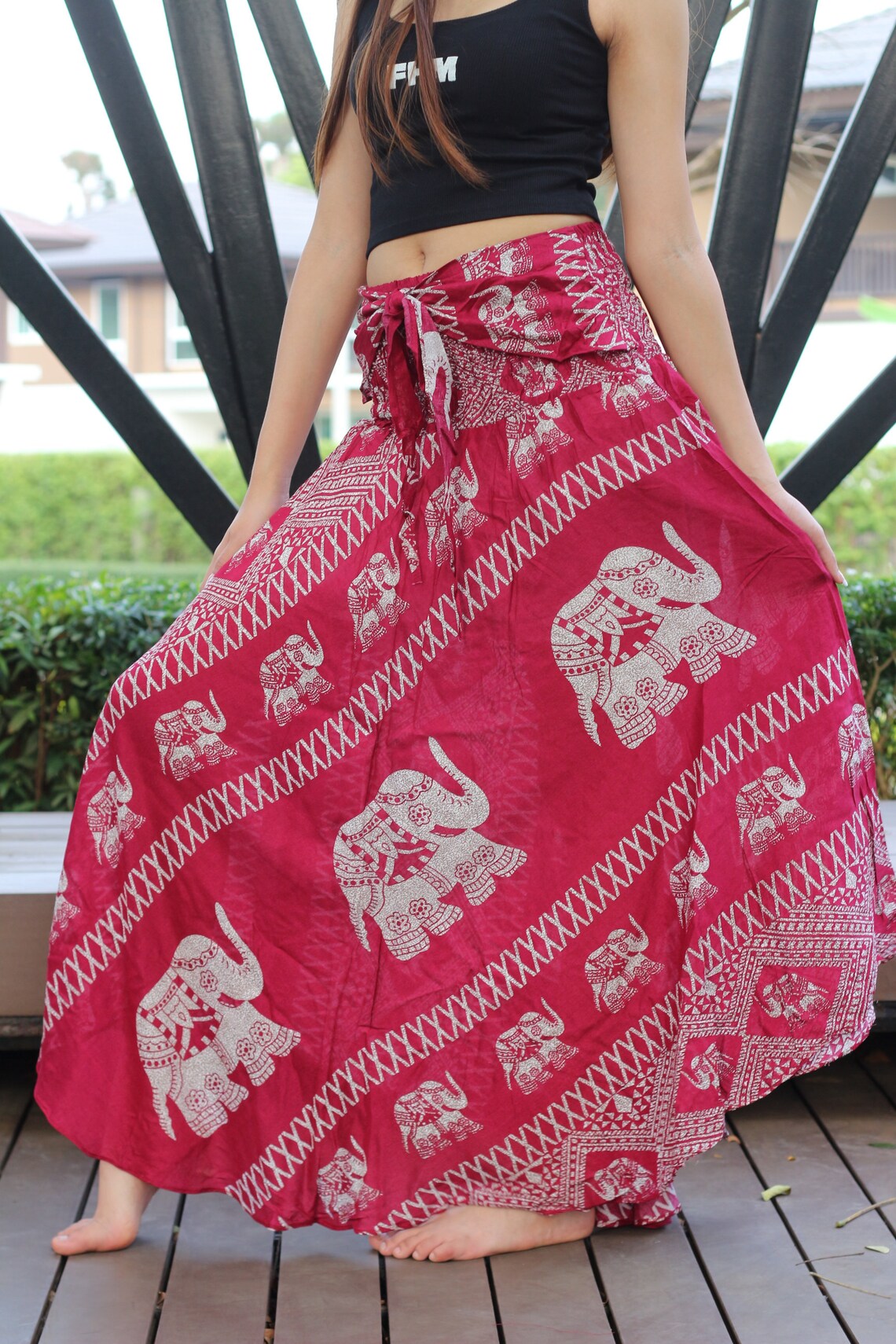 XL2XL Plus Size Boho Skirt Gypsy Hippie Clothing Elephant Red Etsy